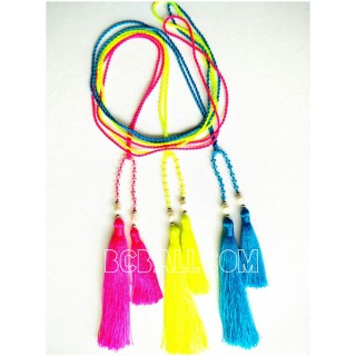 necklace tassel bead crystal double pendant